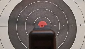 Shooting accuracy depends on stance, grip and proper trigger control.  