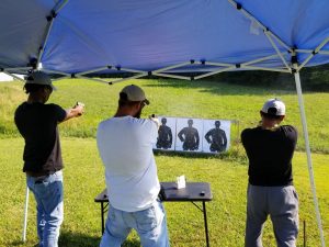 Students shoot the B21 qualification pistol targets during the Kentucky Concealed Carry of Deadly Weapons Class