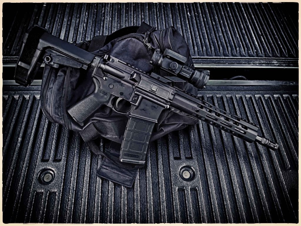 This AR 15 pistol build features an Anderson Lower and Palmetto State Armory 10.5 upper build kit. 