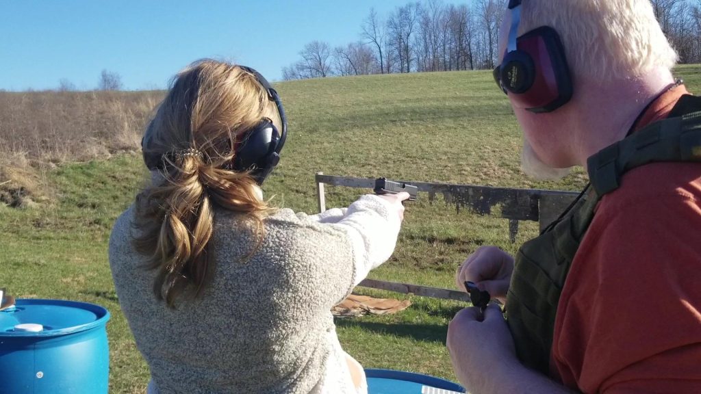 Self defense training for women may include learning how to shoot a gun.