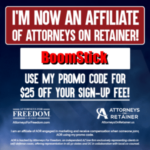 Want top-tier self-defense education and legal protection? Join AOR with my promo code for a $25 discount on your signup fee!
